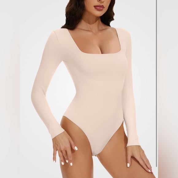Long Sleeve Square Neck Bodysuit | S | NWT - Picture 3 of 5